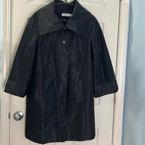 Rickie Freeman for Teri Jon Formal Silk Taffeta Knee Length Coat Black EUC